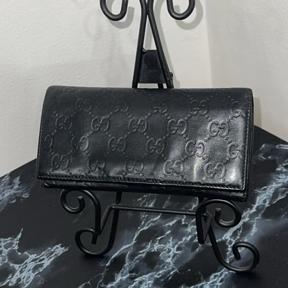 GUCCI Women’s Black Fold Leather Wallet 100% AUTHENTIC